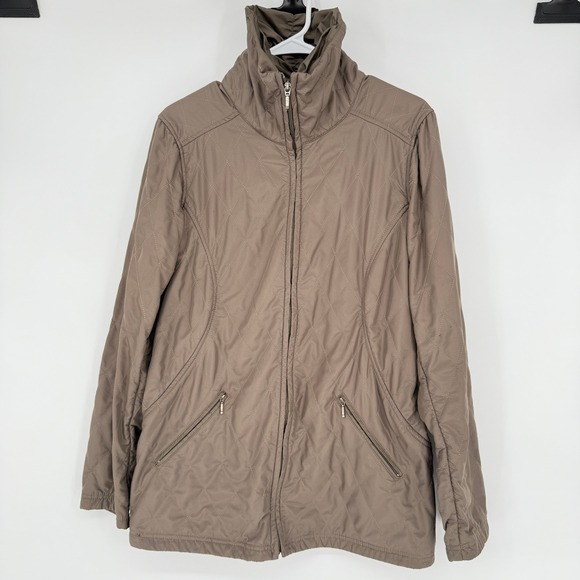Athleta Jackets & Blazers - Athleta Quilted Funnel Neck Zip Up Jacket Taupe Women Small Lightweight Casual‎